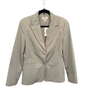NWT Talbots Gray Pinstripe Stretch 2-Button Blazer Jacket Size 10 Minimalist